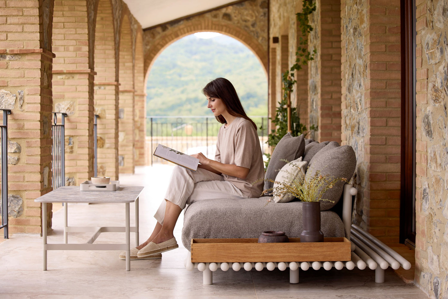 STICKS PLATFORM, canapé avec chaise longue